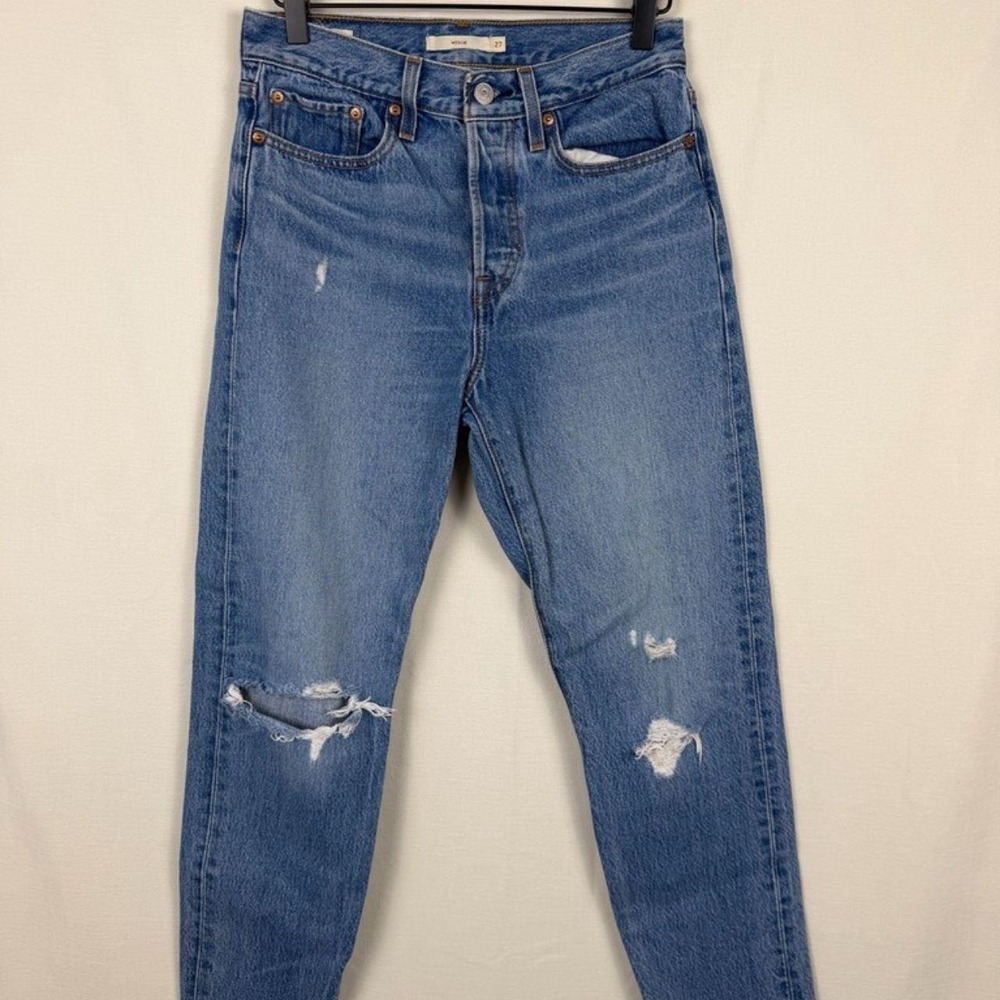 Levis Wedgie Straight Distressed Denim Jeans Womens 27 Blue Streetwear 5-Pocket